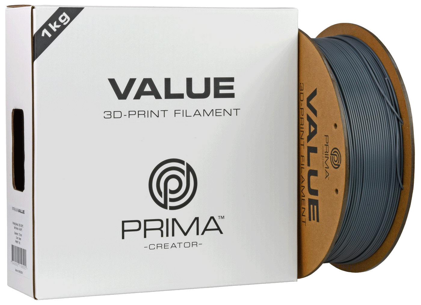 PrimaValue ABS - 1.75mm – 1 kg – Mørk Grå